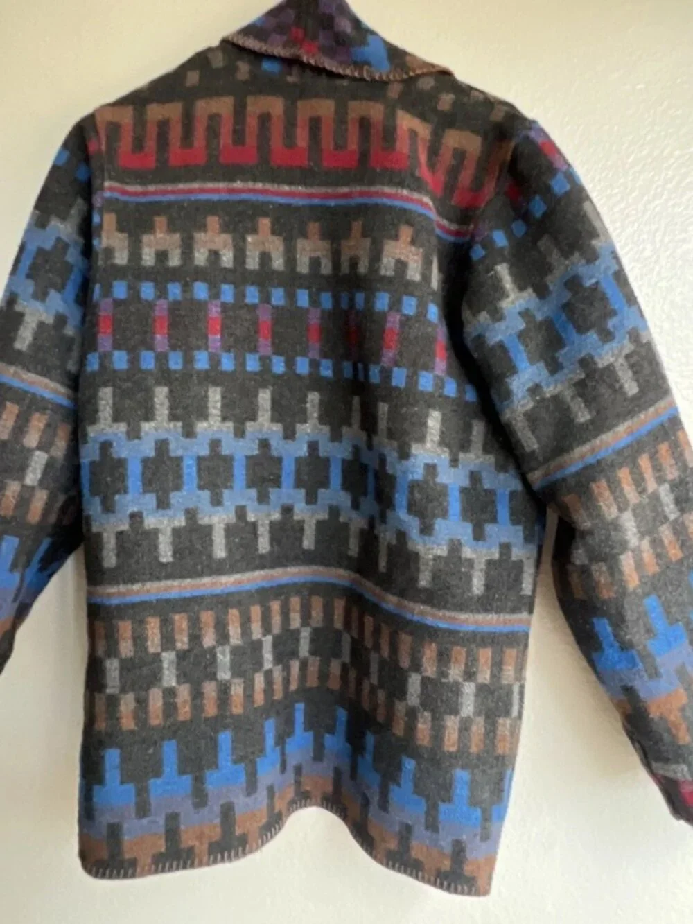 KAREN KANE Women’s Sz XS Black Tribal Aztec Wool Cardigan Coat